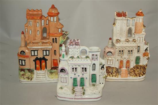 Crimean War Interest: Three Staffordshire pottery models of castles, 18 - 25cm